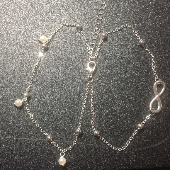 Silver Tone Faux Pearl & Infinity Anklet - Picture 4 of 7
